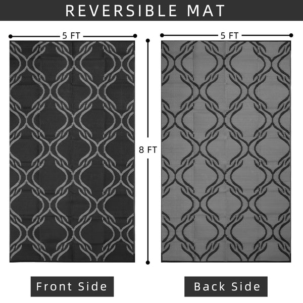 Enipate Outdoor Rugs for Garden Patios, 5x8ft Plastic Weatherproof Woven Picnic Blankets, Reversible & Easy Cleaning Deck Carpet Camping Mats