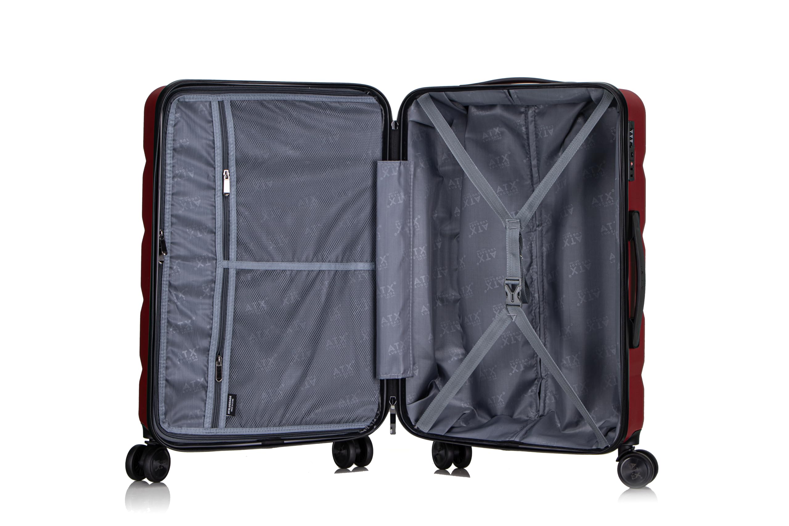 ATX Luggage Suitcase Large on 4 Dual Spinner Wheels Super Lightweight ABS Hard Shell Hold Check in with Built-in TSA Lock (Orange, 110 Liter)