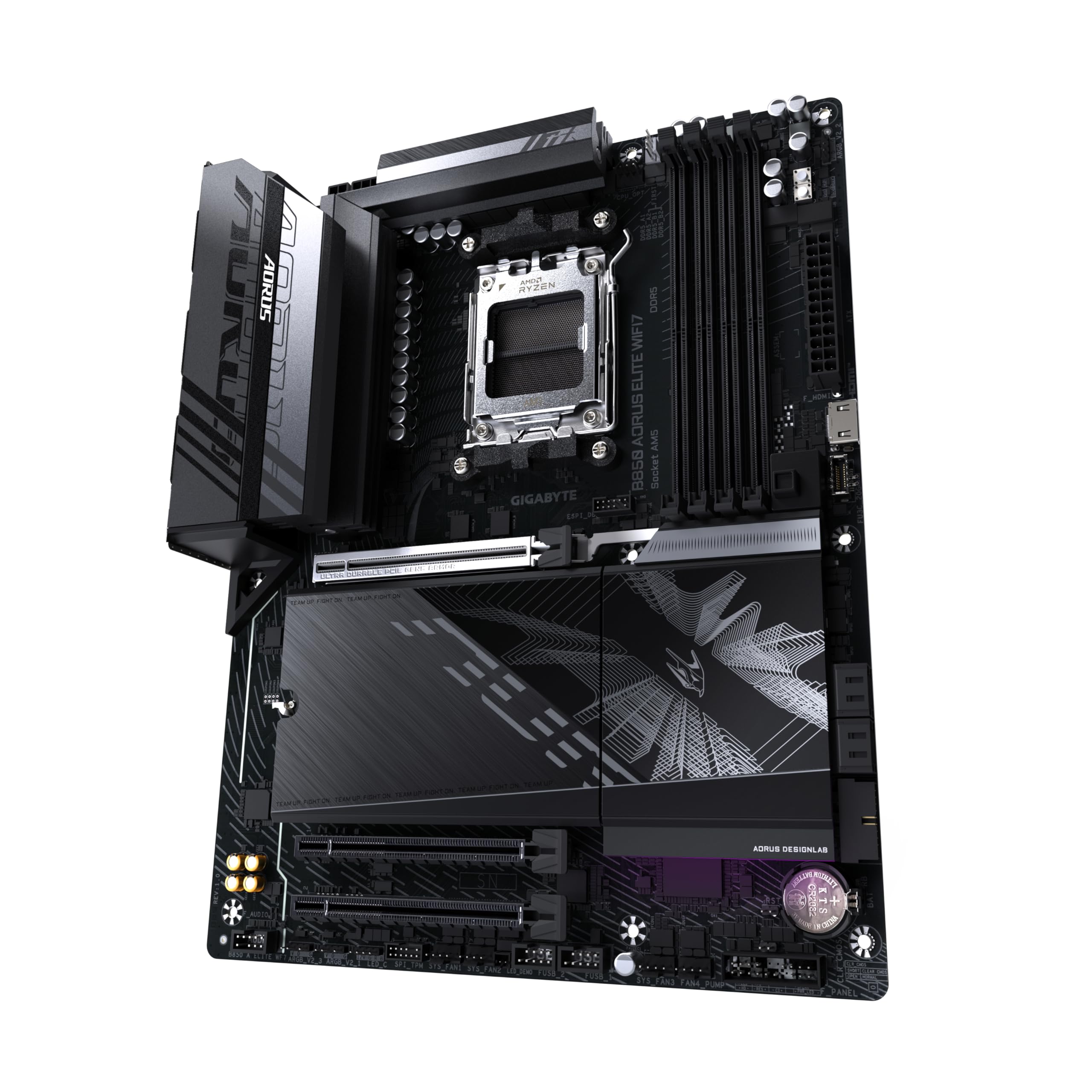 GIGABYTE B850 AORUS ELITE WIFI7 Motherboard - AMD Ryzen 9000 Series CPUs, 14+2+2 Phases Digital VRM, up to 8200MHz DDR5 (OC), 1xPCIe 5.0 + 2xPCIe 4.0 M.2, 2.5 LAN, WIFI 7, USB 3.2 Gen 2x2
