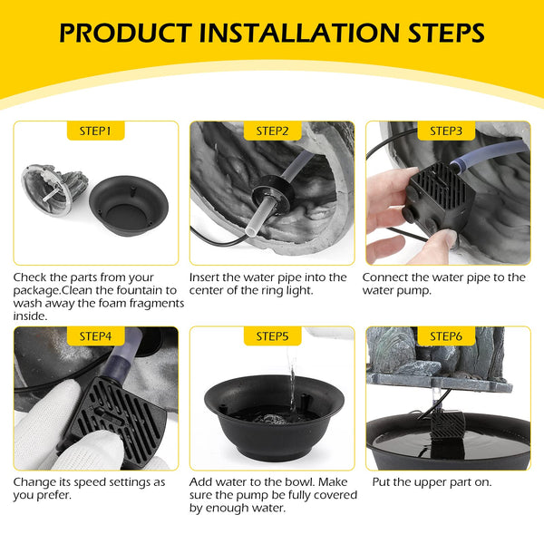 Dyna-Living Indoor Fountain, Tabletop Water Fountain, Rockery Meditation Water Fountain with LED Crystal Ball, Indoor Water Feature for Home Office