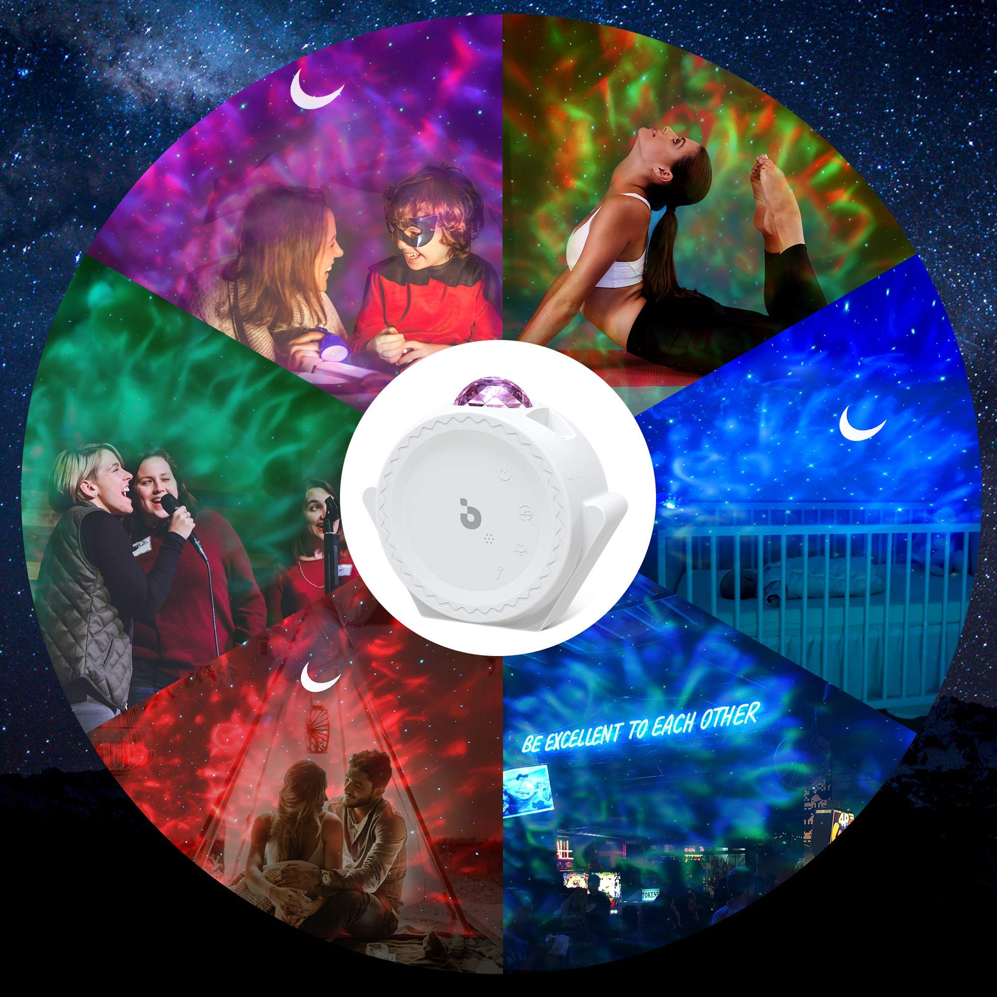 Galaxy Projector Night Light: 3 in 1 Star Lights Projector with Nebula Ocean Moon, Kids Adults 3D Starlight Projector Sensory Lights with Voice/Timer Control,Compatible Alexa Google Assistant