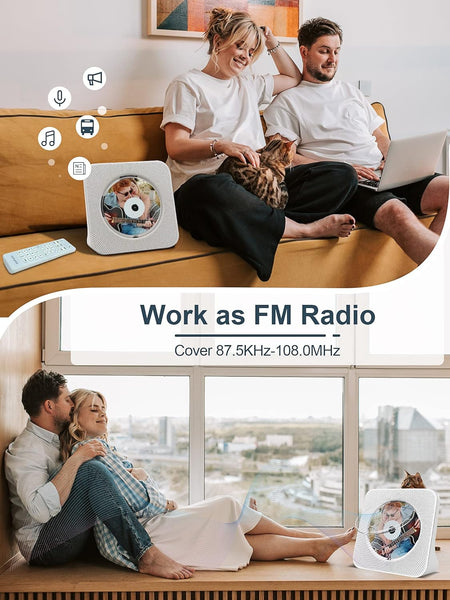 CD Player Portable with Speakers - Homlab Blutooth Desktop CD Players for Home with Dust Cover, FM Radio, Anti-skip Protection, Music Player Home Audio Boombox with LCD Display, Remote, Aux Input