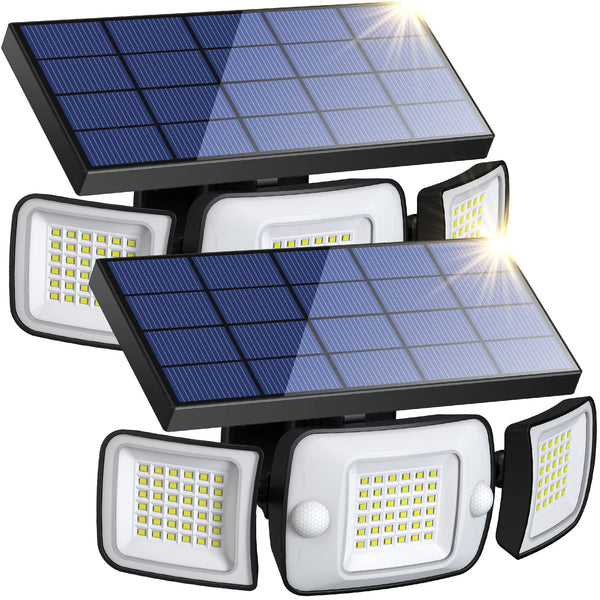 intelamp Solar Security Light Outdoor Motion Sensor 6000mAh Battery 270° 3 Modes Wall Lights Solar Flood Lights with Sensor Lights Garden for Gifts Front Door Garden Fence