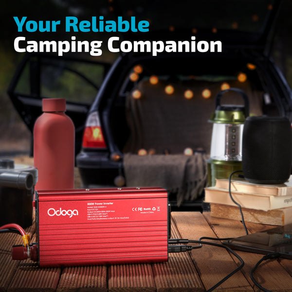 Odoga 300W Car Power Inverter 12V to 240V / 230V Converter, USB-A and USB-C 3A Charging Ports - Charge Your Laptop, iPad, iPhone, Tablet, Consoles & More - Durable and Powerful - Black Aluminum Body