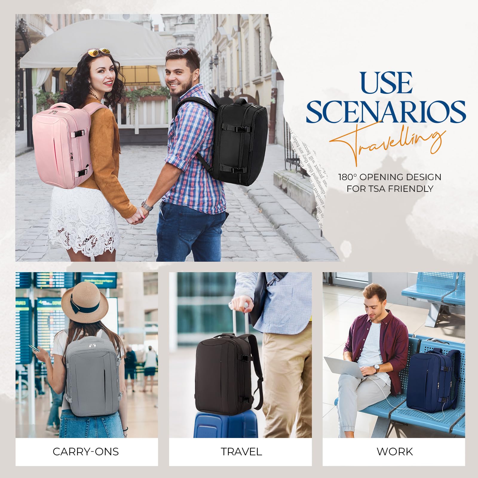 for Ryanair Cabin Bags 40x20x25 Underseat Bag,Small Travel Backpack Cabin Size Carry-ons for Women Men,Hand Luggage for Overnight,Casual Daypack with Laptop Compartment,Anti Theft Pocket