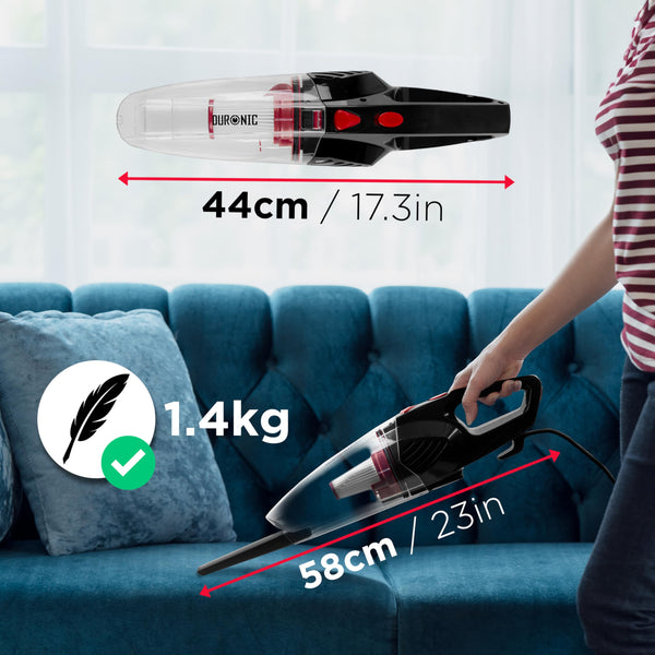 Duronic Upright Vacuum Cleaner VC8 BK Light Weight Stick Vacuum Cleaners Energy Class A+ with HEPA Filter Multi-Surface Cleaning Handheld Vac Home Car