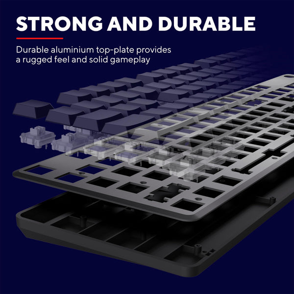 GXTrust 872 Xyra TKL Mechanical Keyboard Gasket Mount UK Layout, Hot Swappable Wired Gaming Creamy Keyboard 80%, RGB Backlit with Software, Custom Soft Feel Pre-lubed 5-pin Leobog Linear 60M Switches