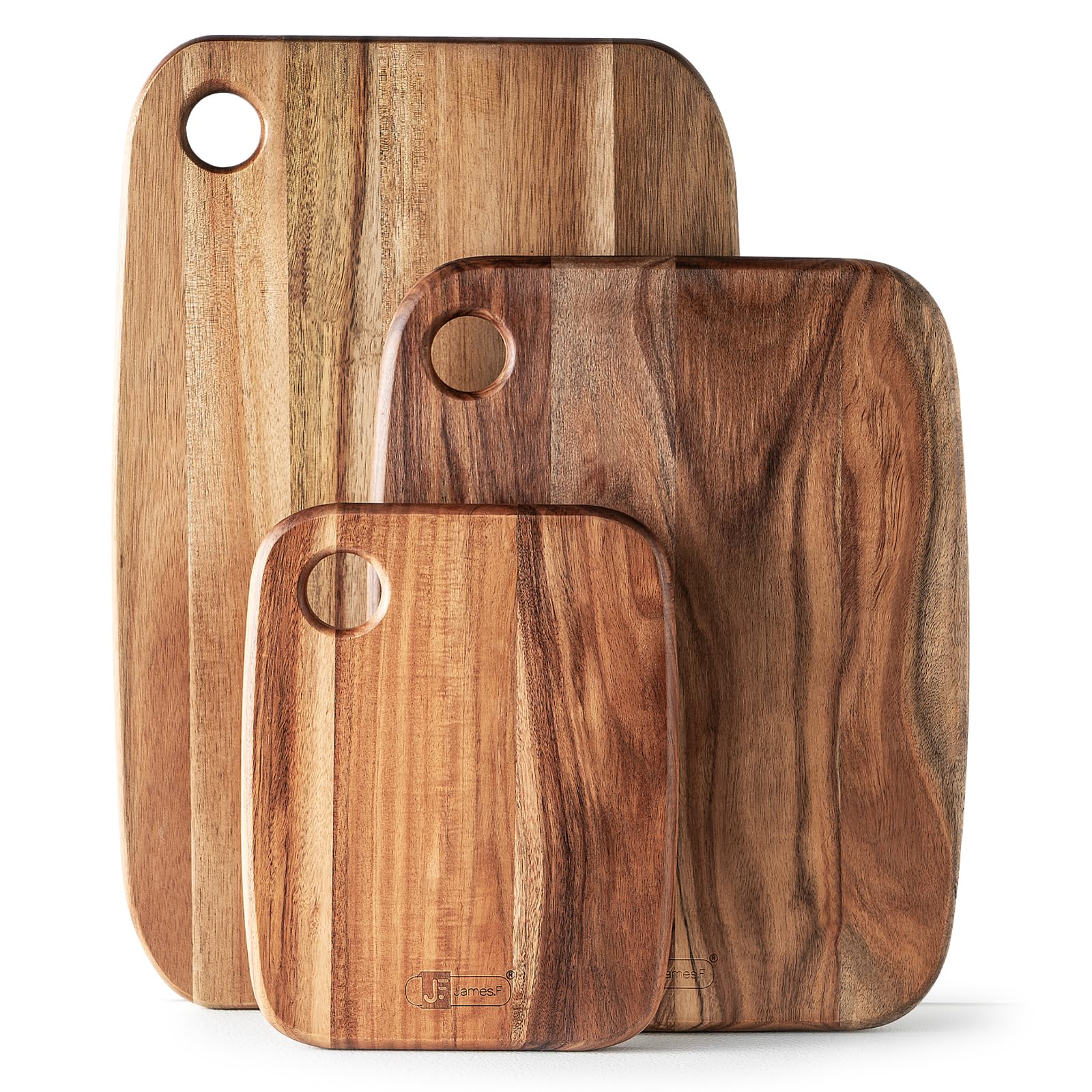 Acacia Wood Cutting Boards Set of 3 for Kitchen, Large Wooden Cutting Board Set, Thick Chopping Board,Butcher Block,Wooden Trays for Meat, Fruit