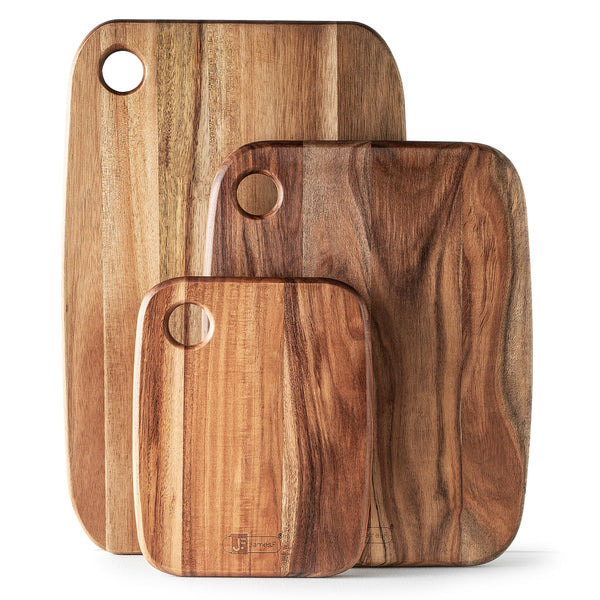 Acacia Wood Cutting Boards Set of 3 for Kitchen, Large Wooden Cutting Board Set, Thick Chopping Board,Butcher Block,Wooden Trays for Meat, Fruit