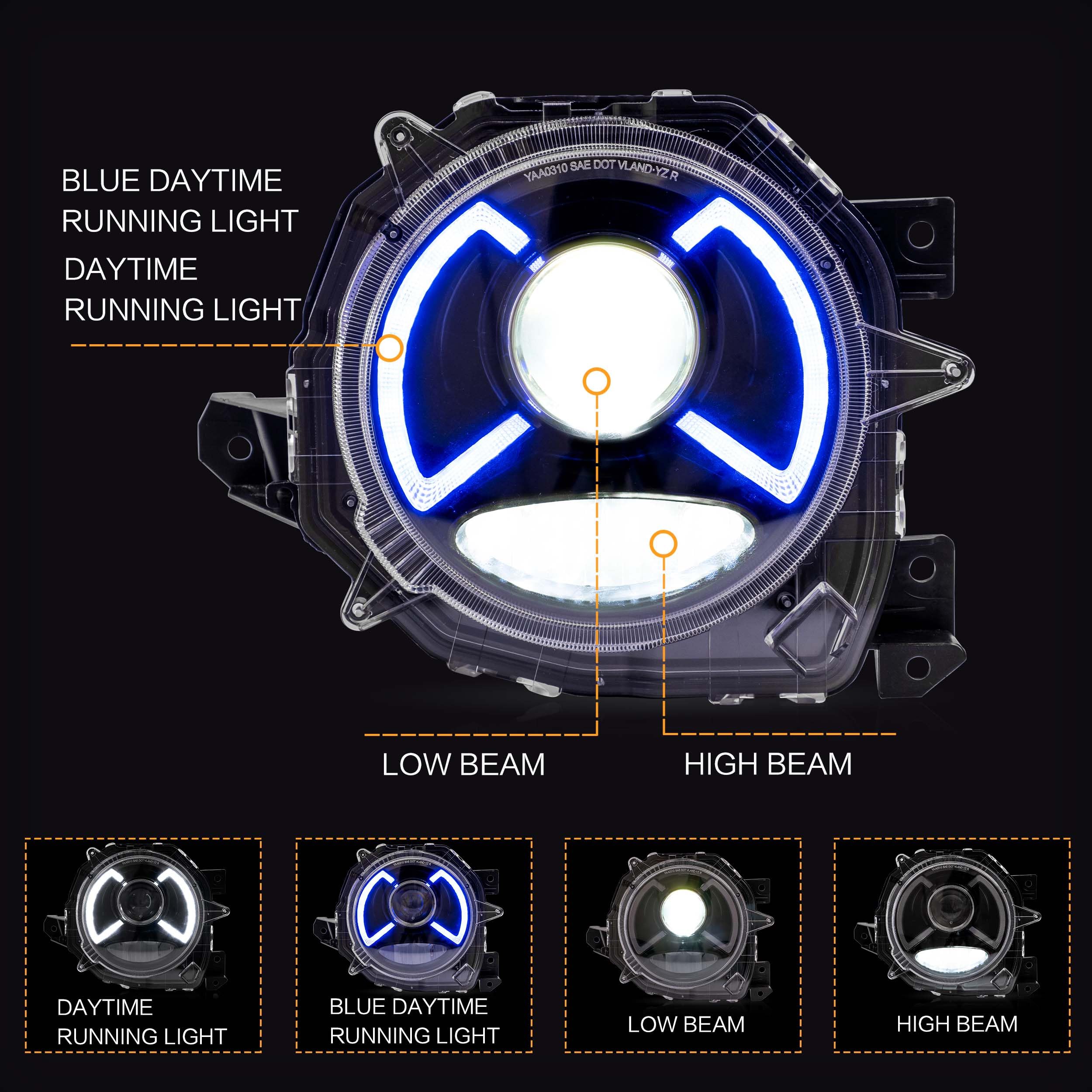 VLAND Headlights for Suzuki Jimny Sierra JB64W JB74W 2018-2021 with Welcome Blue Light