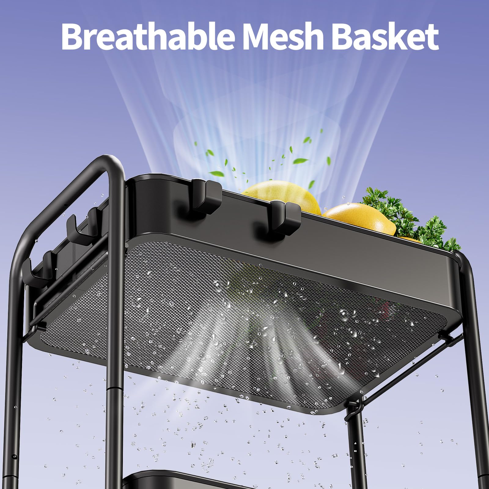 KINGRACK Rolling Storage Cart, 4 Tier Metal Utility Cart with Wheels & Hooks, Craft Art Esthetician Organizer, Easy Assembly Cart for Office Bathroom