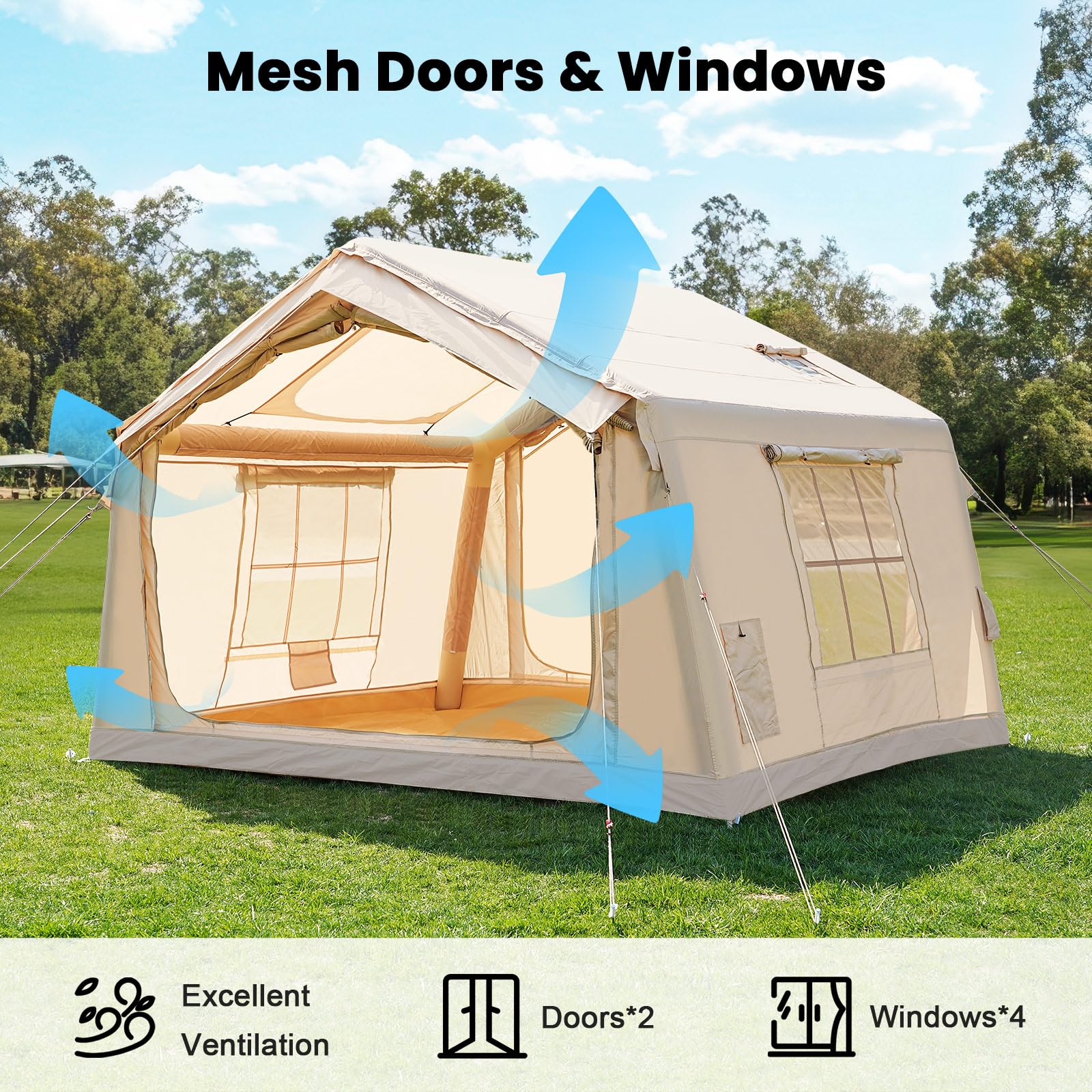 Ytaoeo Inflatable Tent Outdoor camping tent Inflatable camping tent made of waterproof Oxford fabric Air glamping tents for 4 seasons campings