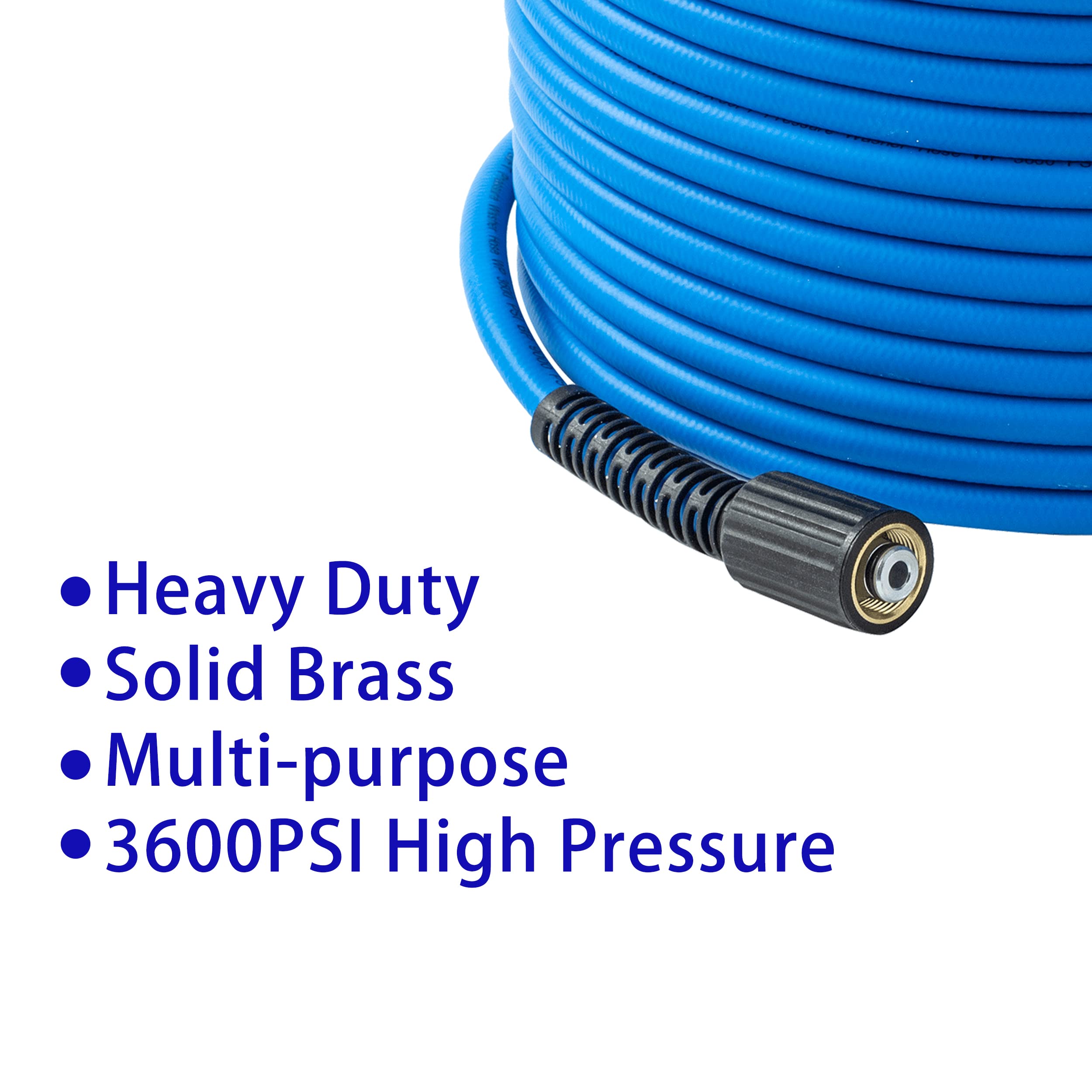 FIXFANS Pressure Washer Hose ? 1/4" X 50 FT High Power Washer Extension Hose ? Kink & Wear Resistant High Pressure Hose for Replacement ? Compatible