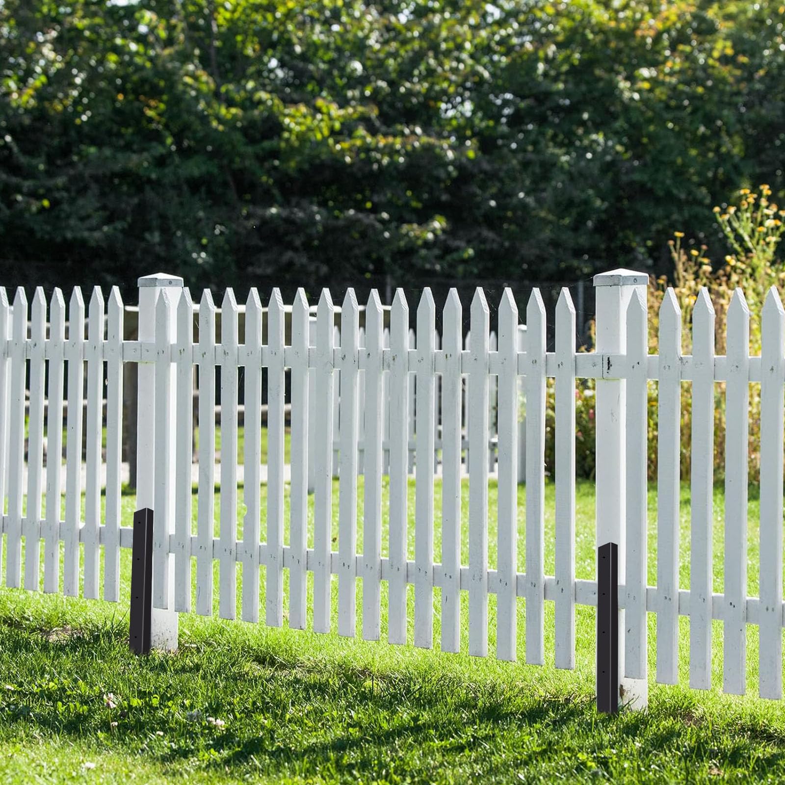 Fence Post Repair Spike - 2 Pack Heavy Duty Fence Post Support Ground Spike for Tilted or Broken Wooden Fence Posts, Durable Garden Fencing Solution