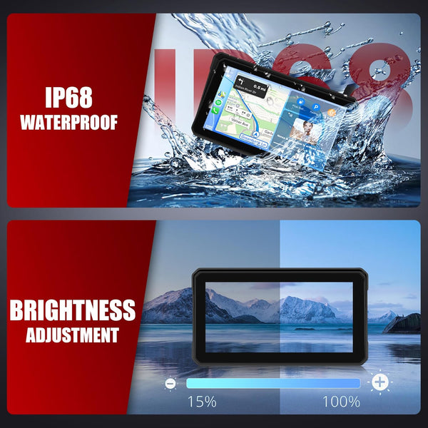 Motorcycle Carplay Screen with Bluetooth, 6 Inch Touchscreen Wireless CarPlay & Android Auto Airplay Screen for Moto GPS Navigation for Motorbike Waterproof, Voice Control, Voice Assistant, TF