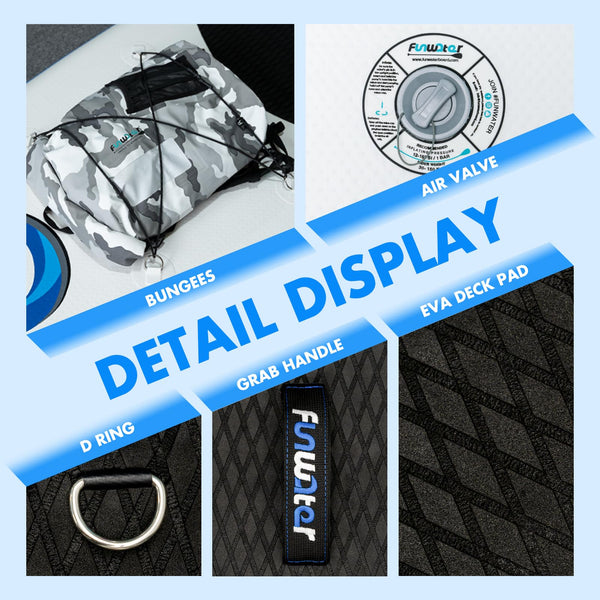 FunWater SUP Inflatable Stand Up Paddle Board 11'6"/11'/10'5" Ultra-Light with Inflatable Board,ISUP Accessories,Three Fins,Adjustable Paddle, Pump,Backpack, Leash,Waterproof Bag