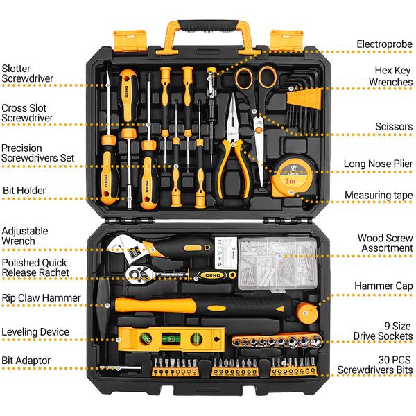 DEKO Tool Kit Set Box Home Repair DIY Tools Basic Hand Toolbox Sets for Home 138Piece