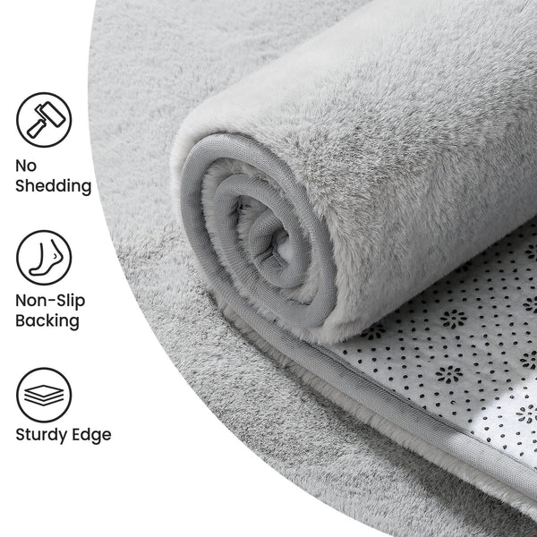 Sour Lemon Rugs Living Room - Grey Area Rugs for Bedroom Faux Rabbit Fur Rug Washable Rugs,Anti Slip Rug Large Smooth Floor Carpet Short Pile Area Rug