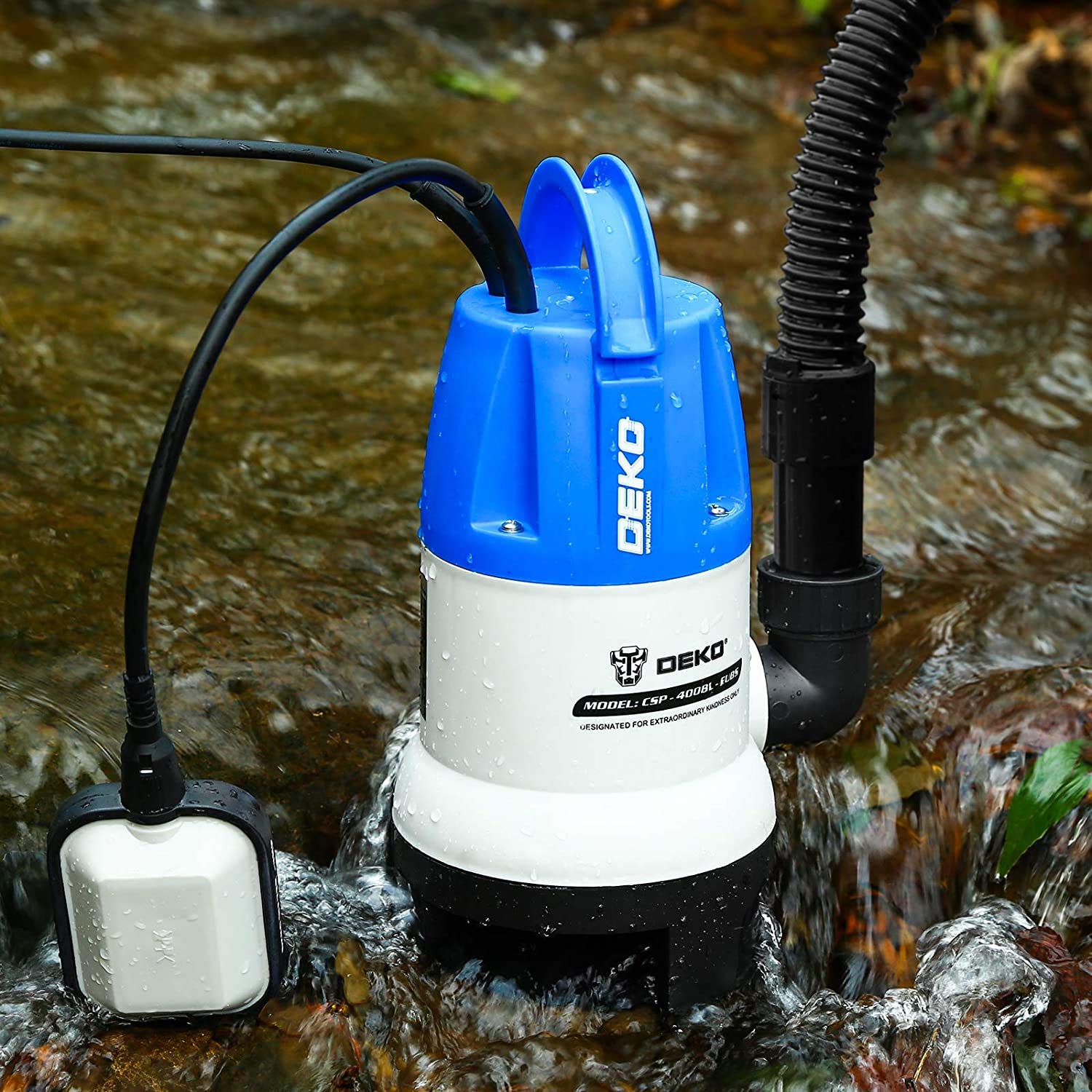 Water Pump: DEKO Submersible Water Pump 400W 10000L/H, Portable Water Sump Pump to Empty Pool, Water Drainage Pump for Clean and Dirty Water for Garden Pond, Pools and Ditches Float Switch