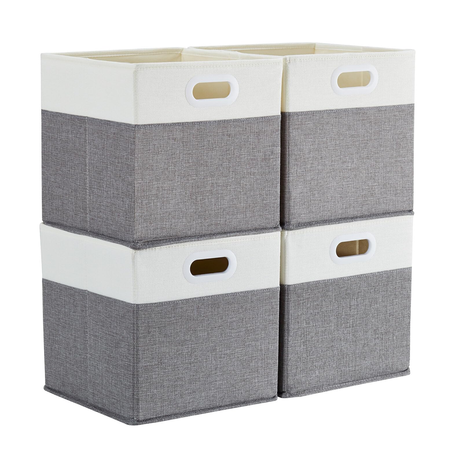 Mangata Cube Storage Boxes 30x30x30 cm, Fabric Storage Cube Baskets for Clothes Bins, Baskets, Chests,Toys (Grey White, 4Pcs)