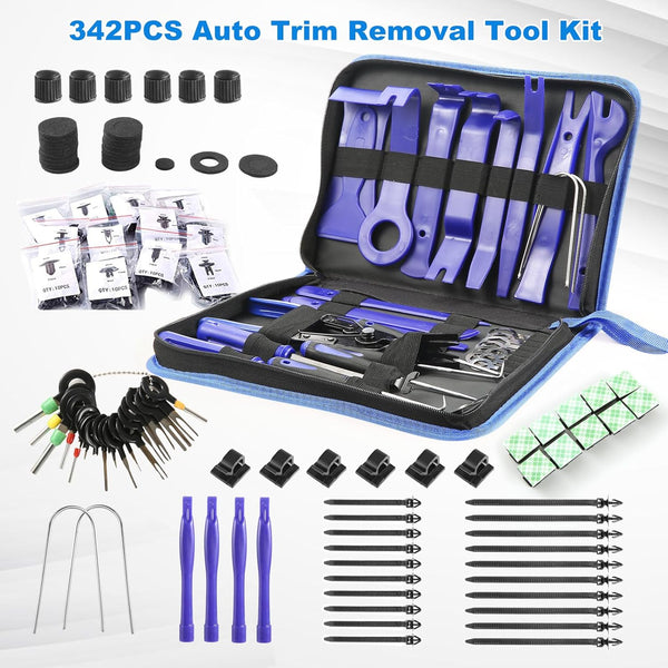 Uolor 342Pcs Trim Removal Tool Kit, Car Panel Door Audio Radio Stereo Removal Tools, Auto Push Pin Bumper Retainer Clip Set/Fastener Terminal Remover Tool/Car Upholstery Repair Pry Kit Auto Clip Plier