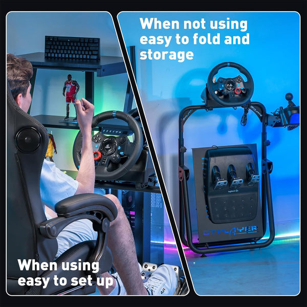 GTPLAYER Steering Wheel Stand, Height Adjustable Racing Wheel Stand Fit for for G25 G27 G29 G920, Foldable Driving Simulator