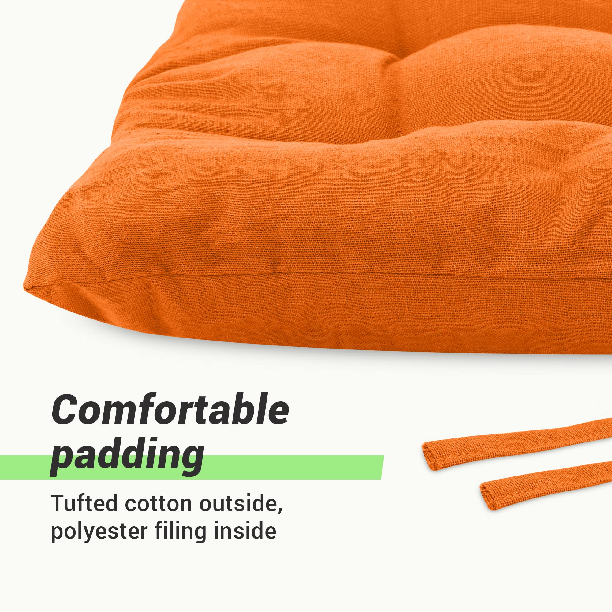 JEMIDI Bench Cushion Seat Pad - Long Padding with Ties For Indoor Benches, Bay Window, Pallet Furniture - Tufted Cotton with 4cm Polyester Filling