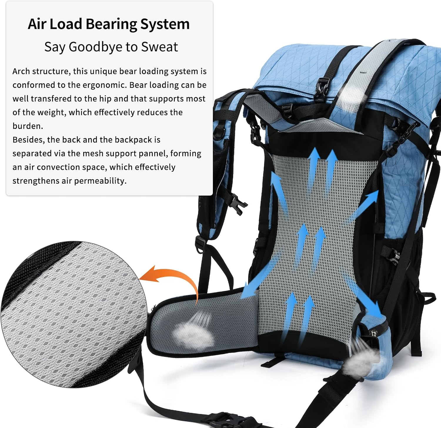 POWER KING 40L Expandable TO 50L Hiking Backpack,Upgraded X-PAC Scratch-proof Lightweight Large Rucksack for Mens Women, Outdoor Roll Top Camping Packsack, Fit for 15.6'' Laptop