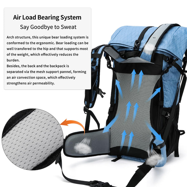 POWER KING 40L Expandable TO 50L Hiking Backpack,Upgraded X-PAC Scratch-proof Lightweight Large Rucksack for Mens Women, Outdoor Roll Top Camping Packsack, Fit for 15.6'' Laptop