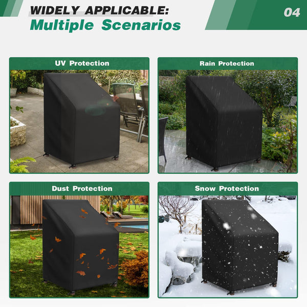 widesmile Garden Chair Cover Patio Stacking Chair Cover Waterproof 420D Oxford Fabric Outdoor Protective Cover for Stackable Chairs Anti-UV