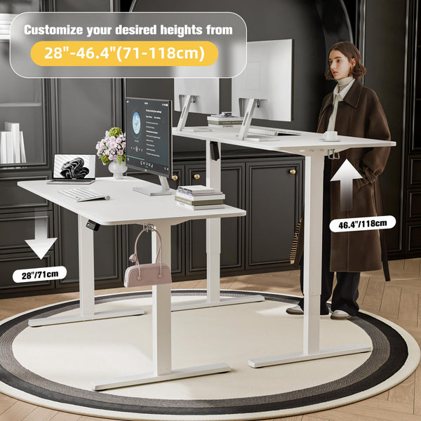 ERGOMAKER Electric Height Adjustable Standing Desk 80x60cm (31.5"x23.6"), Sit Stand Desk with Splicing Top for Home Office (Black Frame + Black Desktop)