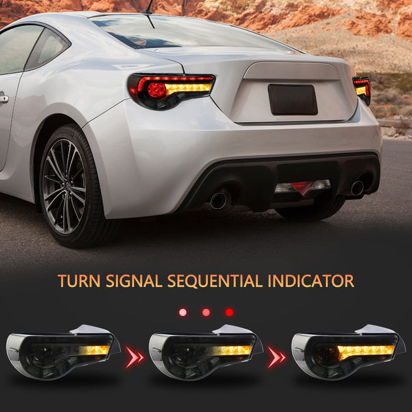VLAND Rear Lights for GT86 FT86 2012-2020 BRZ 2013-2020 Tail Lights Assembly with Sequential Turn Signal (smoked a)