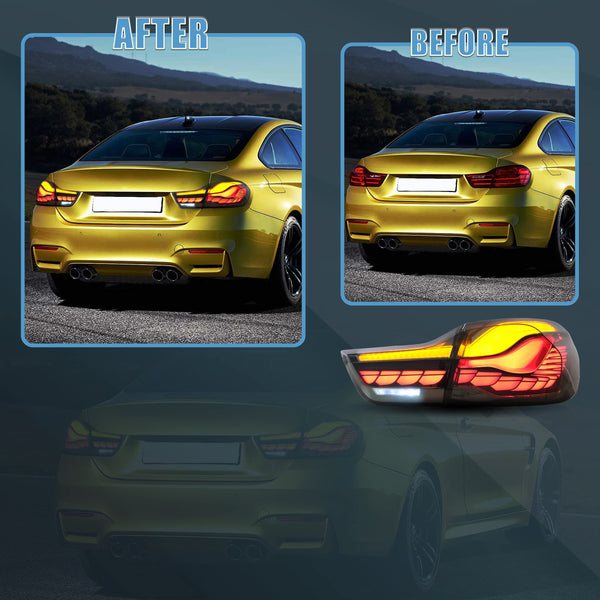 VLAND OLED Rear Lights Compatible with 2013-2018 BMW 3 Series F30 F35 F80 320i 328i 335i Sedan (Not for F31 F34), Tail Lights with Sequential Indicators, E-mark, Red