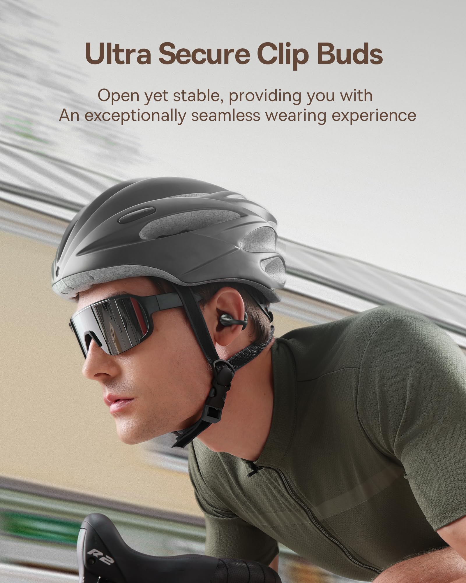 Baseus Bowie MC1 Open-Ear Headphones – Lightweight Bluetooth Air Clip with 40H Battery Life & Bass Ai HiFi Sound Quality & Bluetooth 5.4, (5.2g) with IP57 for Sports & Travel - White