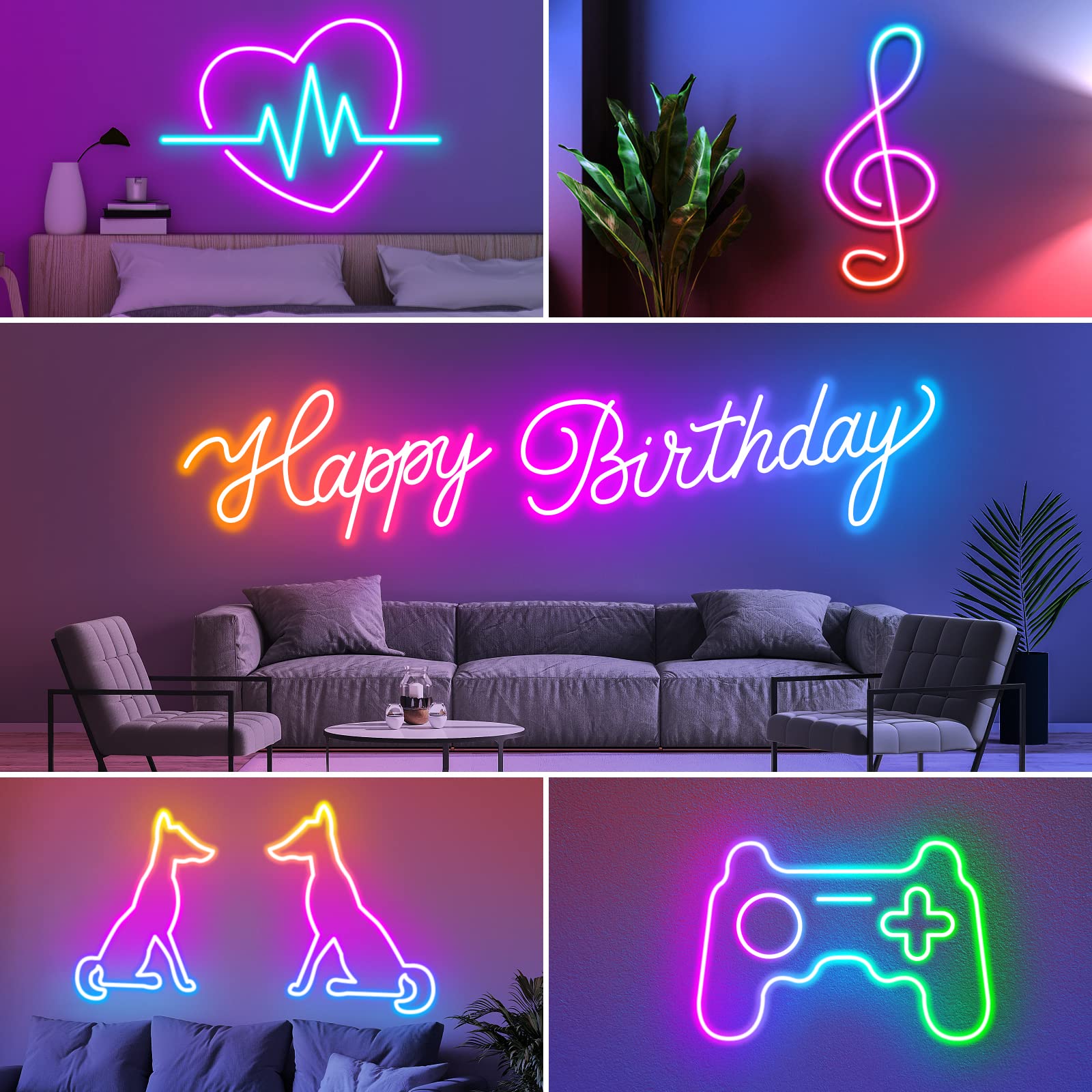 AILBTON Led Neon Rope Lights 10m Flexible Led Rope Lights,Control with App/Remote,Multiple Modes,RGB Neon Music Sync Gaming Strip for Bedroom Indoor