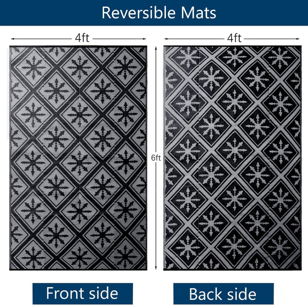 Enipate Outdoor Rugs for Garden Patios, 5x8ft Plastic Weatherproof Woven Picnic Blankets, Reversible & Easy Cleaning Deck Carpet Camping Mats