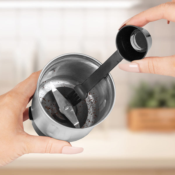 Duronic Electric Blade Coffee Grinder CG421, 2 in 1 Spice Grinder Kitchen Machine, Wet & Dry Grinding Mini Mill Hopper, 75g/220ml, 200W, 2X Stainless