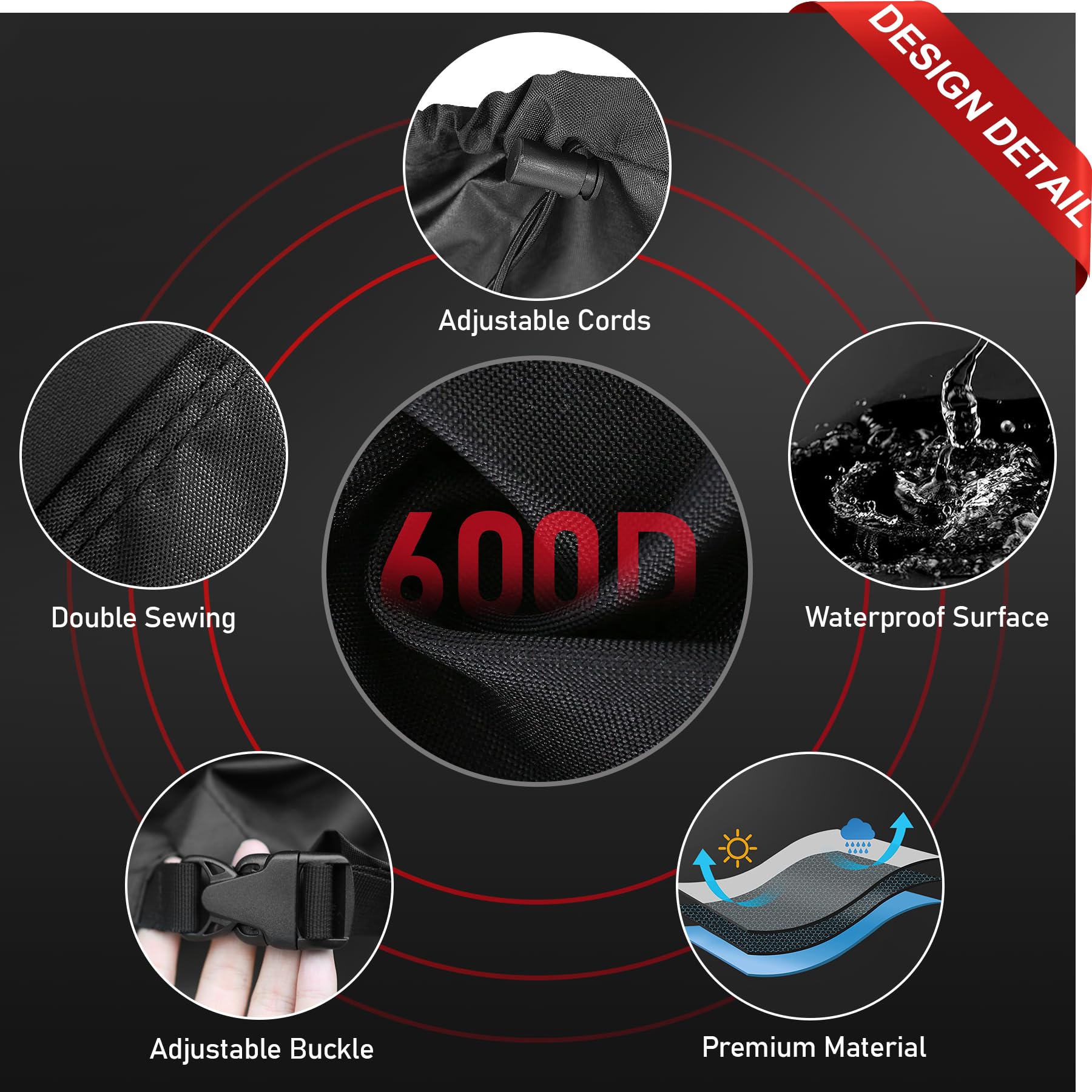 Zettum 221x221x73cm Outdoor Table Covers Waterproof Durable 600D Oxford Fabric Patio Table Cover for Garden Cube Rattan Sofa Table Chair Set Cover