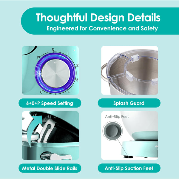 Aucma Stand Mixer, 6.2L Food Mixers for Baking, Electric Kitchen Mixers with Bowl, Dough Hook, Wire Whip & Beater (6.2L, Black)