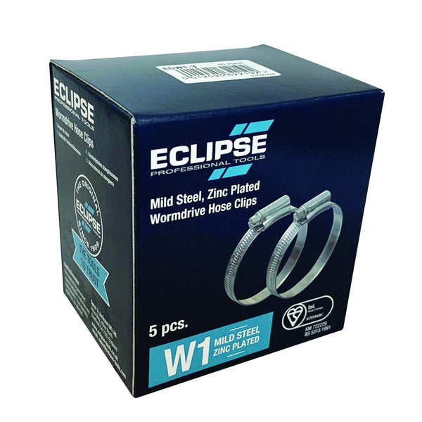 Eclipse Professional Tools ECW1-2A W1 Box of 10 35-50mm (1 ⅜" - 1 ¾") Mild Steel Worm Gear Hose Clamps