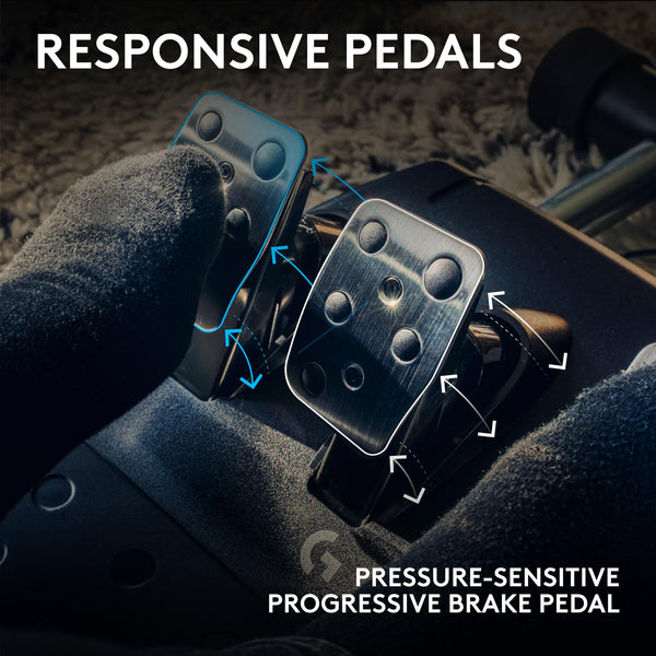 Logitech G G923 Racing Wheel and Pedals, TRUEFORCE up to 1000 Hz Force Feedback, Responsive Driving Design, Dual Clutch Launch Control, Genuine Leather Wheel Cover, for PS5, PS4, PC, Mac - Black