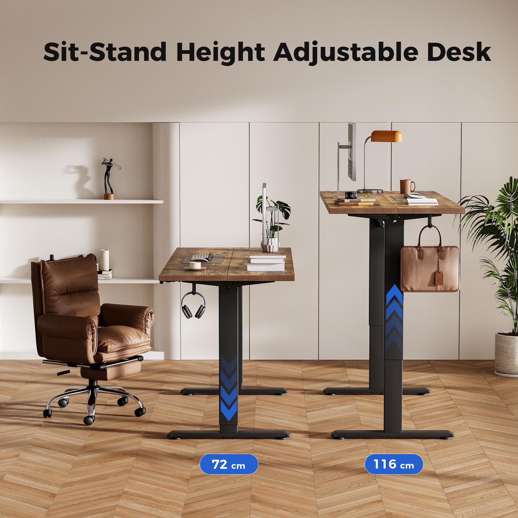 Agilestic L-Shaped Electric Standing Desk, 140cm Height Adjustable Sit-Stand Desk for Home Office, Ergonomic Computer Desk with Spliced Board, White