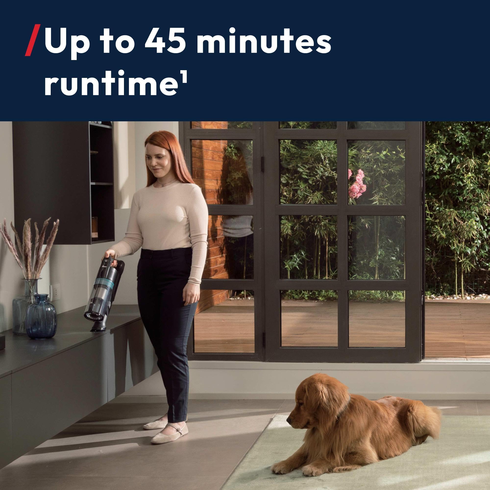 Hoover HF1 Plus Cordless Stick Vacuum Cleaner with Turbo Suction Mode, Up to 45 Min Runtime, Rechargable, Multi-Floor Nozzle, Anti Hair Wrap, Handheld Capability, 165w [HF1PZ10H]