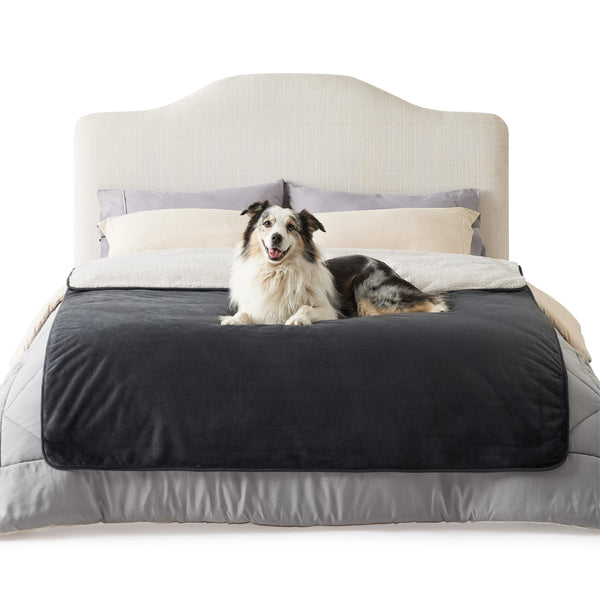 Lesure Waterproof Fleece Blanket Washable - 152x203cm Ultra Soft Grey Dog Blanket Over Sofa Bed Garden, Twin/Double Throw with Soft Plush, Fit All Season