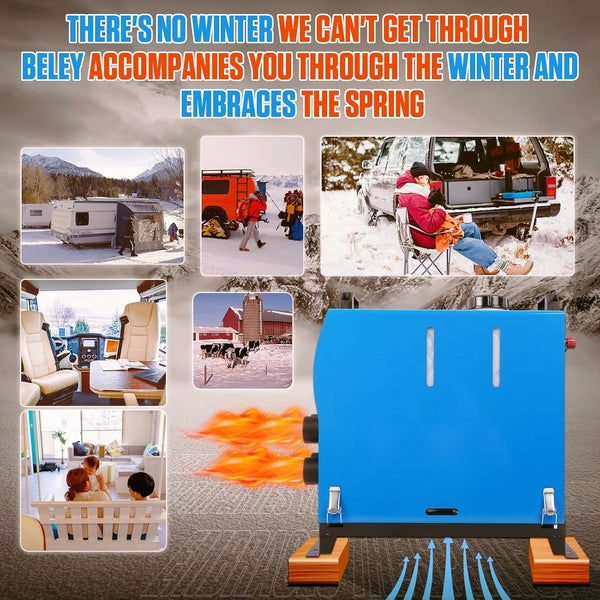 12V 5KW Diesel Air Heater Portable and Convenient Integrated Parking Heater Heating All-in-one 4 Hole with Remote Control and LCD Monitor for Car Trucks Bus RV and Trailer with Adapter
