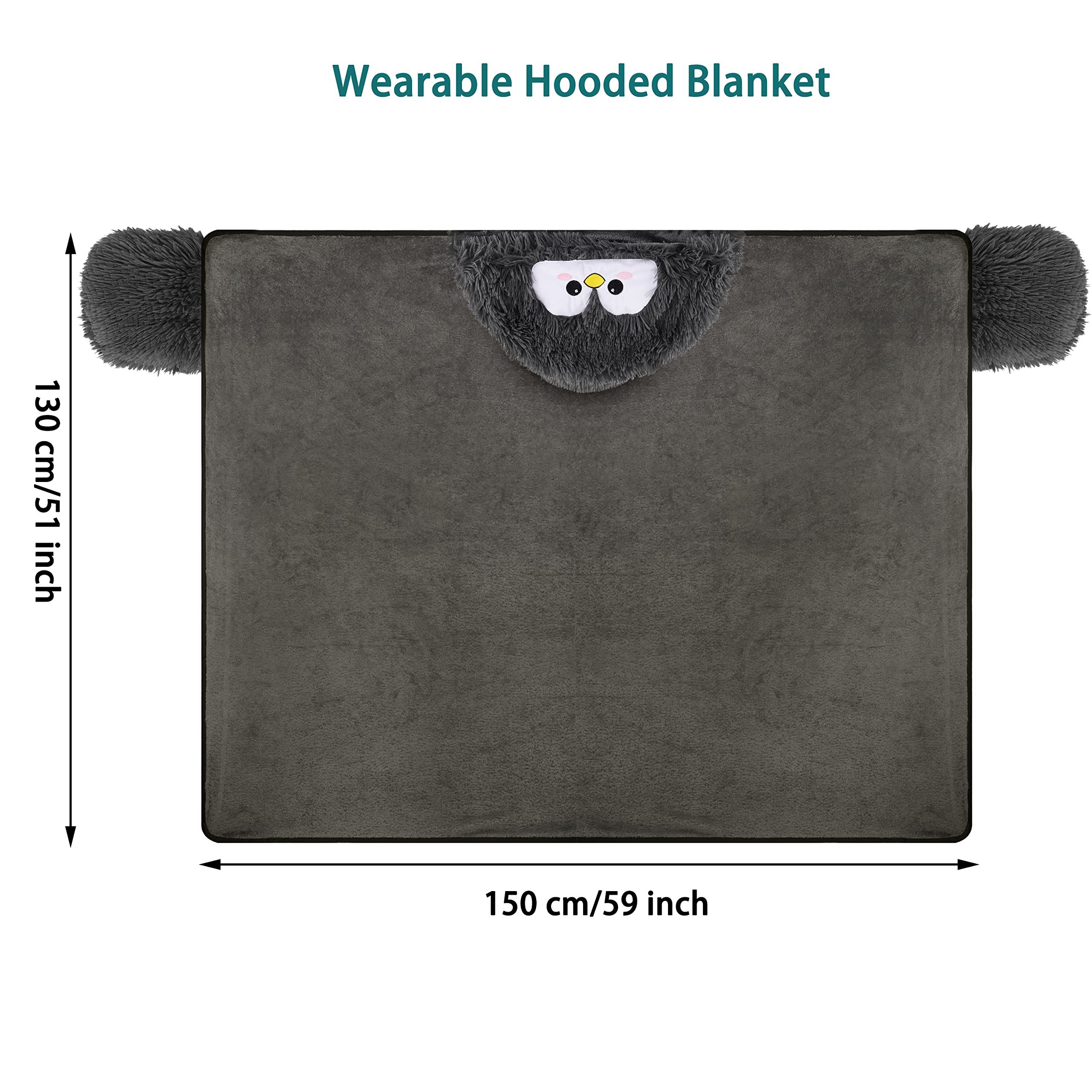 Shoppawhile Sloth Gifts for Women Wearable Hooded Blanket Soft Cute Warm Fluffy Sloth Hooded Blanket 59 * 51 inch