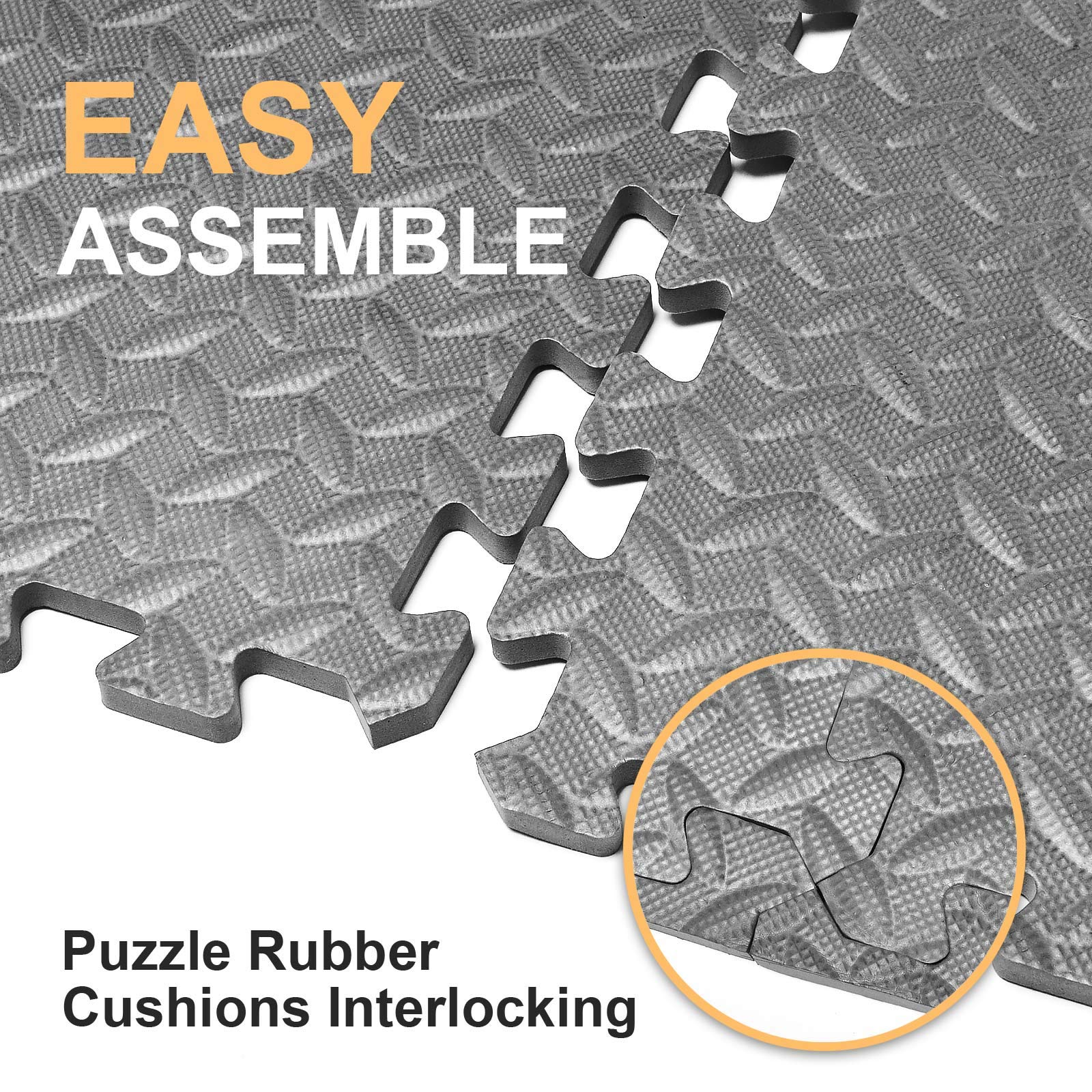DOOHALO Puzzle Exercise Mat,Protective Gym Flooring Mat 60cmx 60cm,Non Slip Rubber Floor Cushions,EVA Interlocking Foam Tiles Mats,for Home
