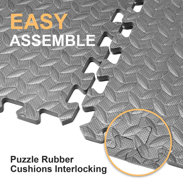 DOOHALO Puzzle Exercise Mat,Protective Gym Flooring Mat 60cmx 60cm,Non Slip Rubber Floor Cushions,EVA Interlocking Foam Tiles Mats,for Home