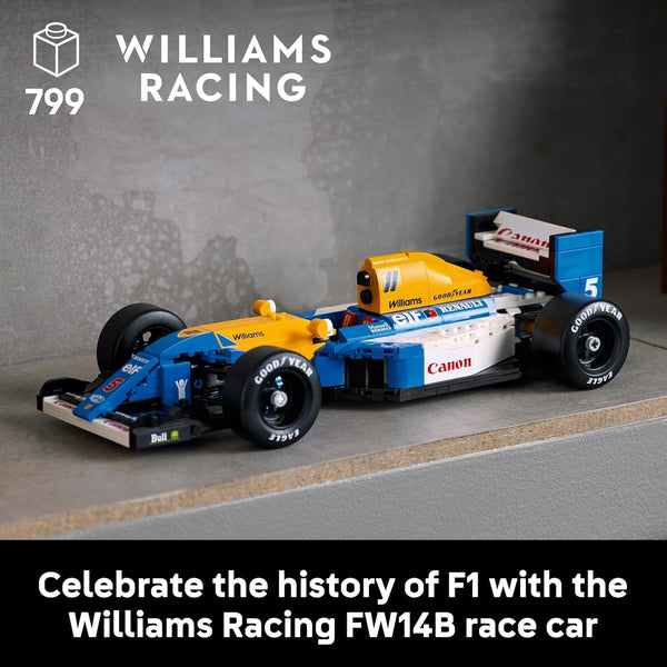 LEGO Icons Williams Racing FW14B & Nigel Mansell - F1 Car Model Set for Adults, with a Collectible Driver Minifigure, Trophy & Display Stand - Gift Idea for Men, Women & Teenage Motorsports Fans 10353