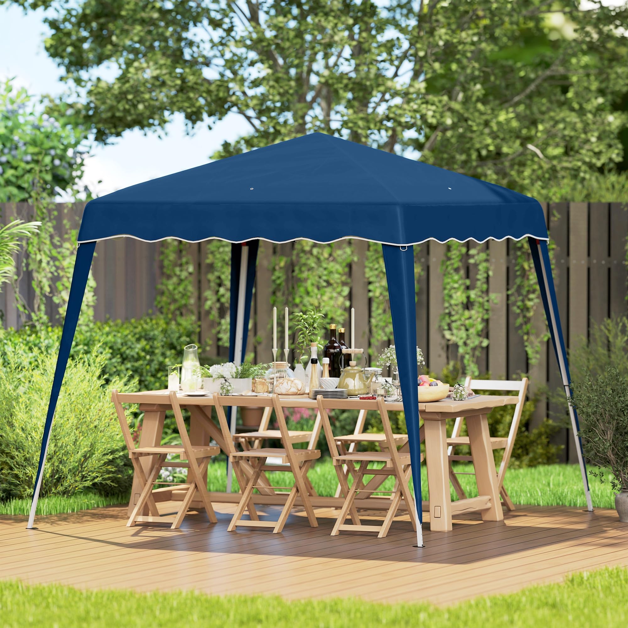 Outsunny 3 M x 3 M Base/ 2.5 M x 2.5 M Top Pop Up Gazebo, One Person Setup Instant with Carry Bag, Height Adjustable Slant Leg Party Tent Instant Event Shelter for Garden, Patio, Black